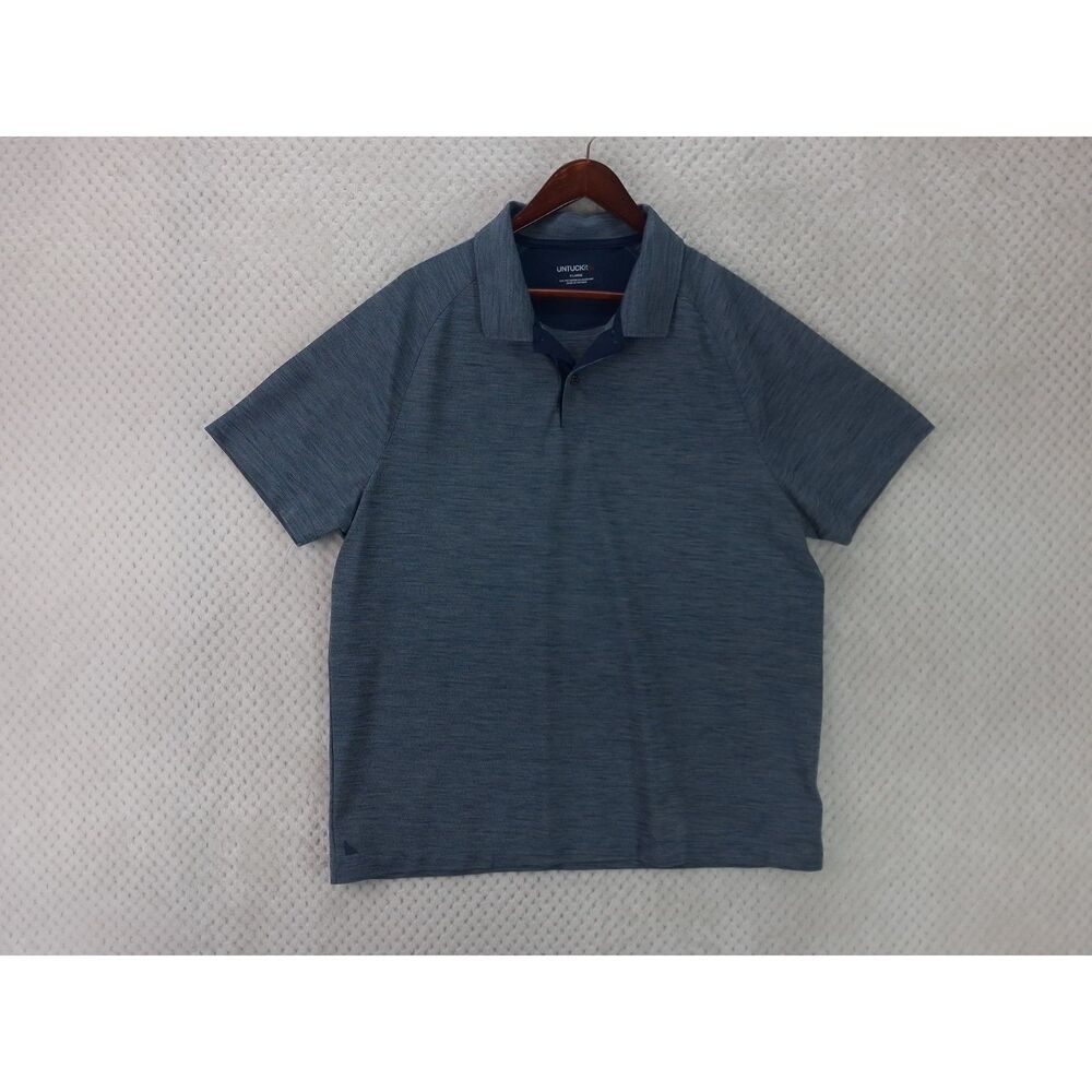 UNTUCKit Hannifer Men's XL Short Sleeve Blue Heathered Polo Shirt